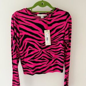 Alice + Olivia Zebra Print Crop Top
